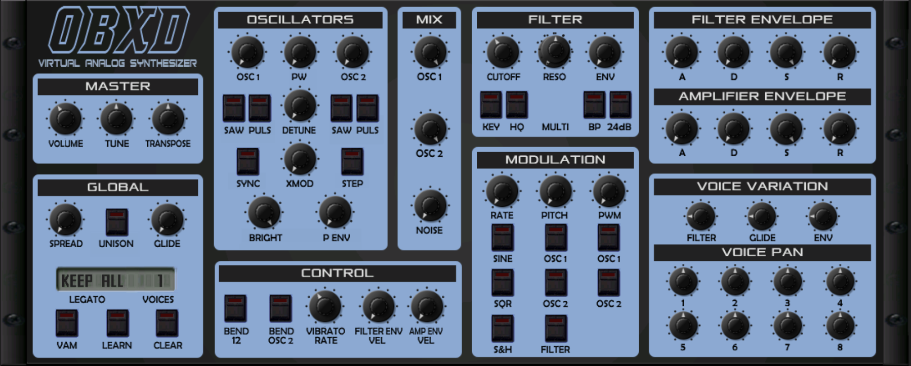 Screenshot of OBXD